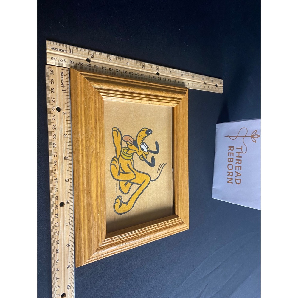 Vintage Disney Pluto Framed Print Kids Decor Cartoon Dog Art Wooden Frame